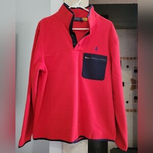 Polo Ralph Lauren Men's Red Mockneck Fleece 1/4 Snap Up Jacket Size M- NWOT
